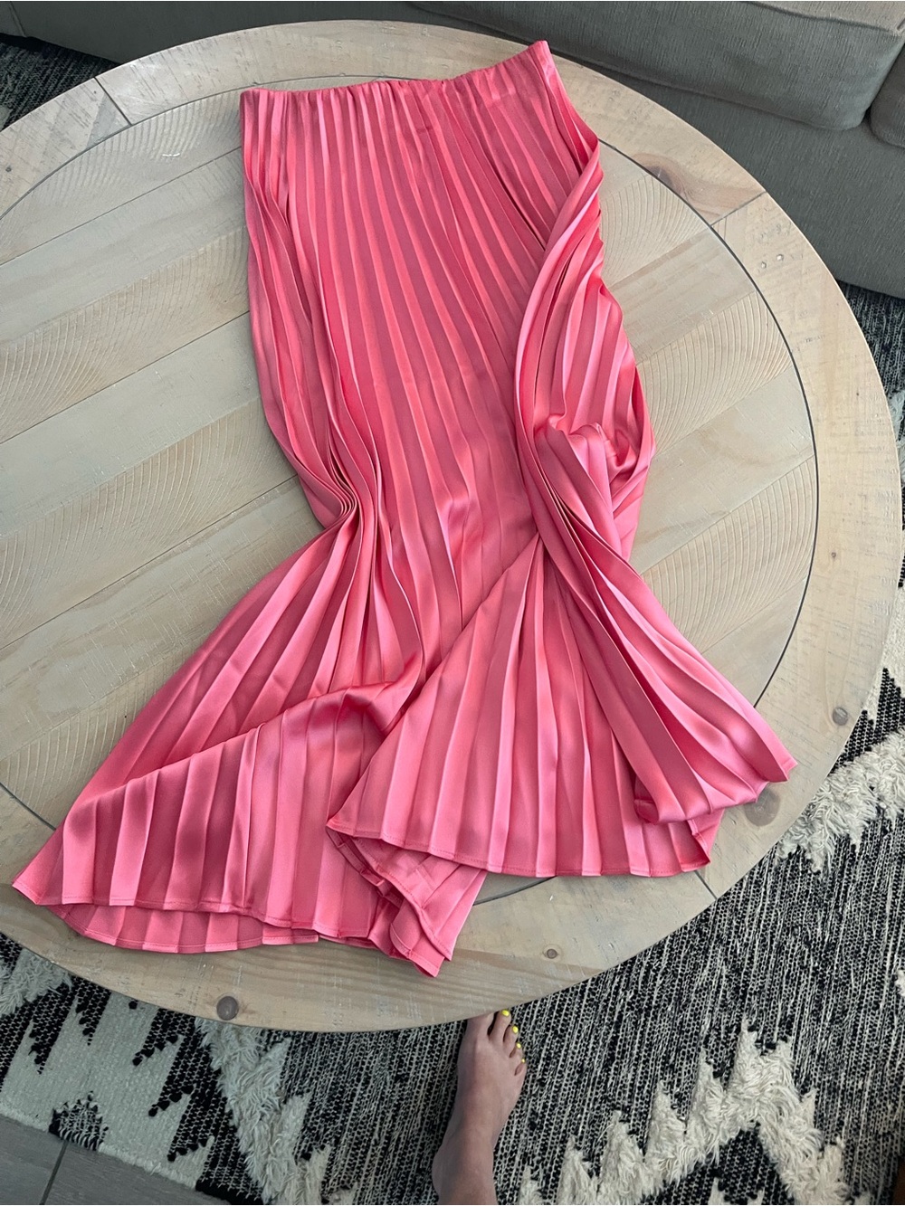 Saks Fifth Avenue Coral Pink Pleated Midi Skirt - Picture 2 of 6